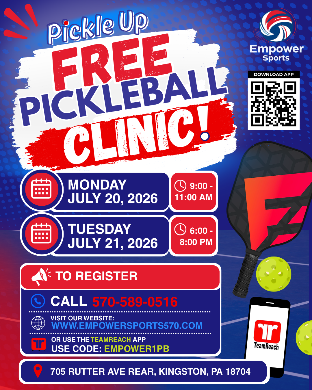 Pickleball clinics flyer
