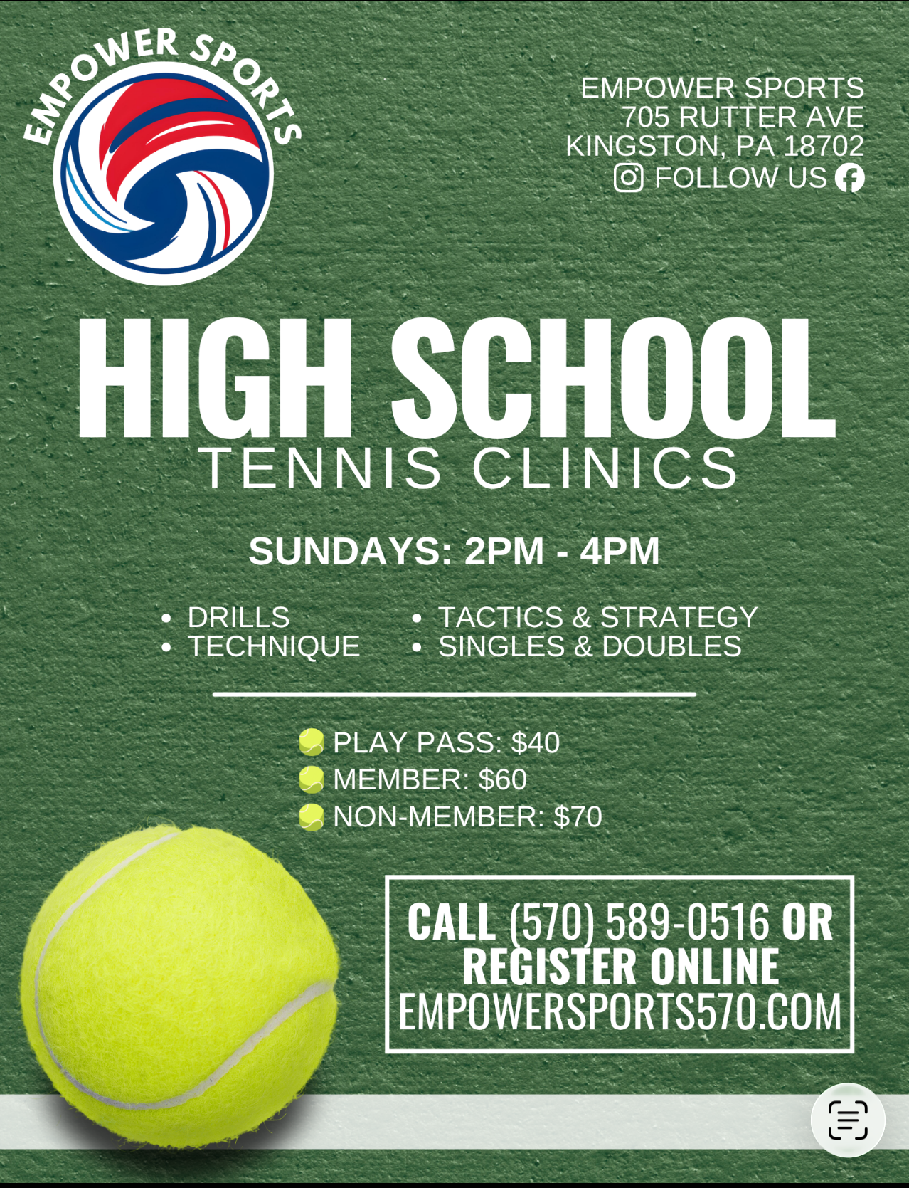 High School Tennis – Clinic Flyer High School Tennis Clinic Flyer
