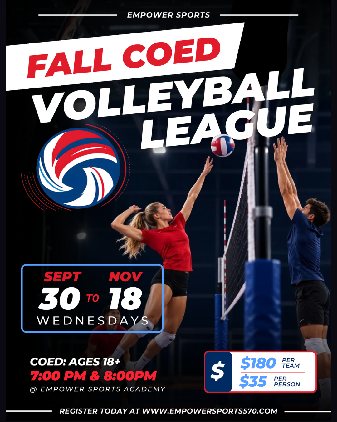 Coed Wednesday night league flyer