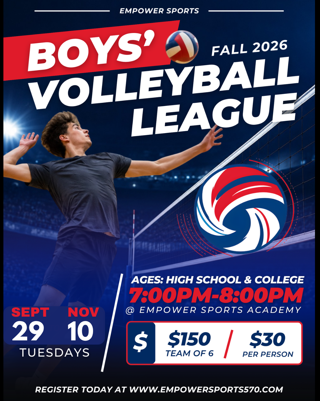 boys volleyball league flyer