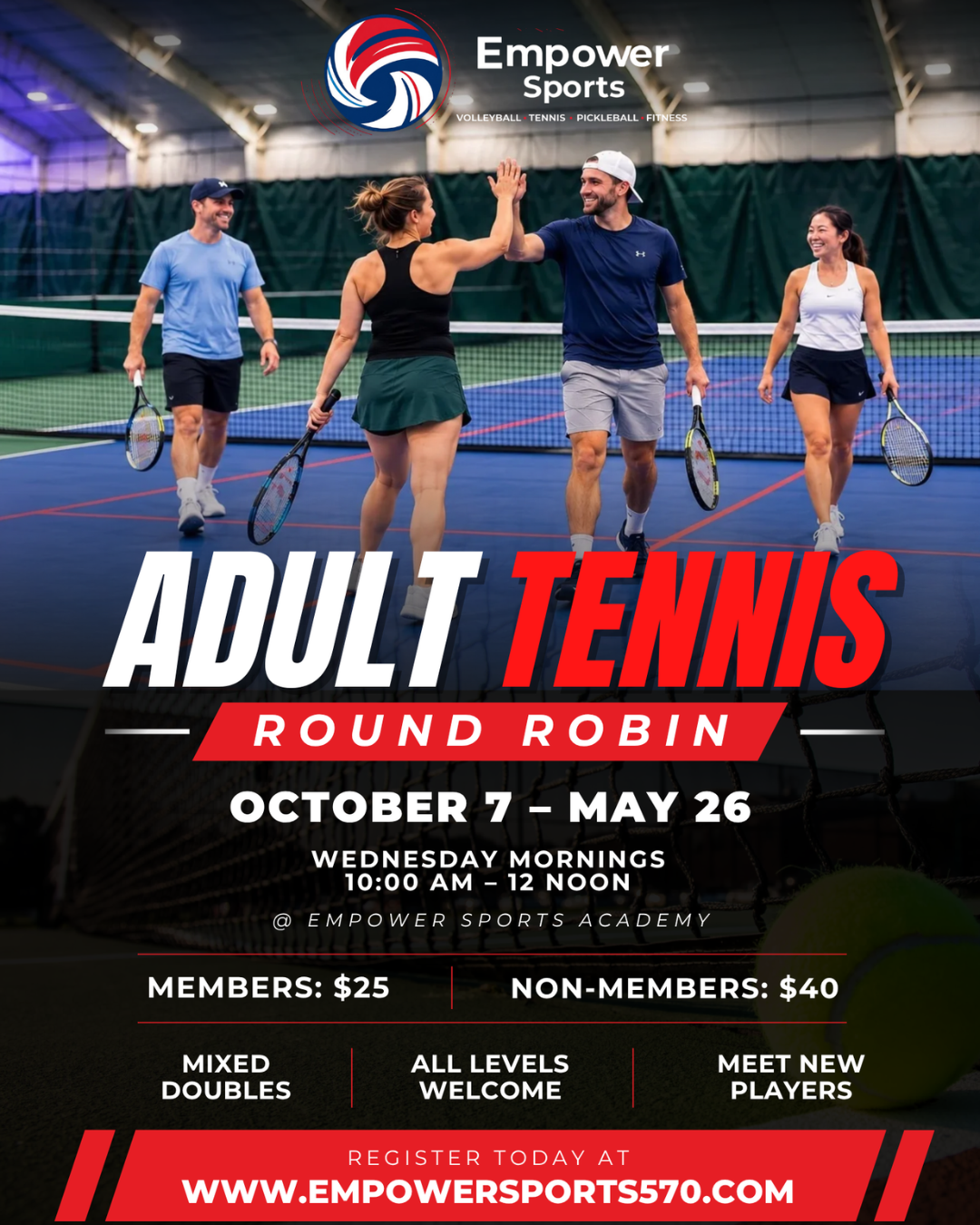 Adult tennis round robin